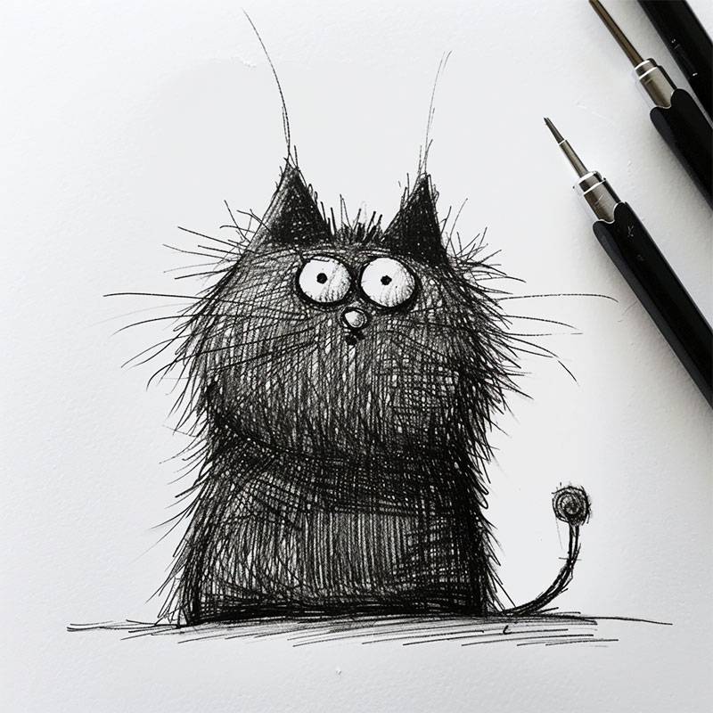 hilarious cat drawing