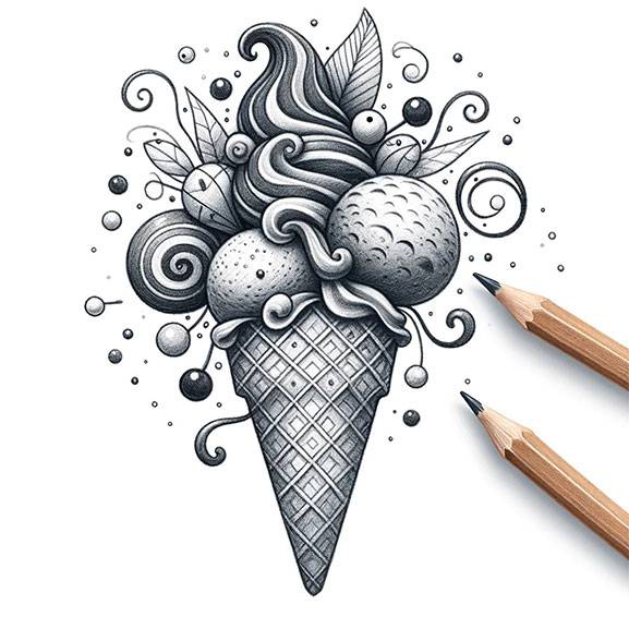 Pencil Drawing of Food