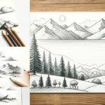 pencil drawing of mountains