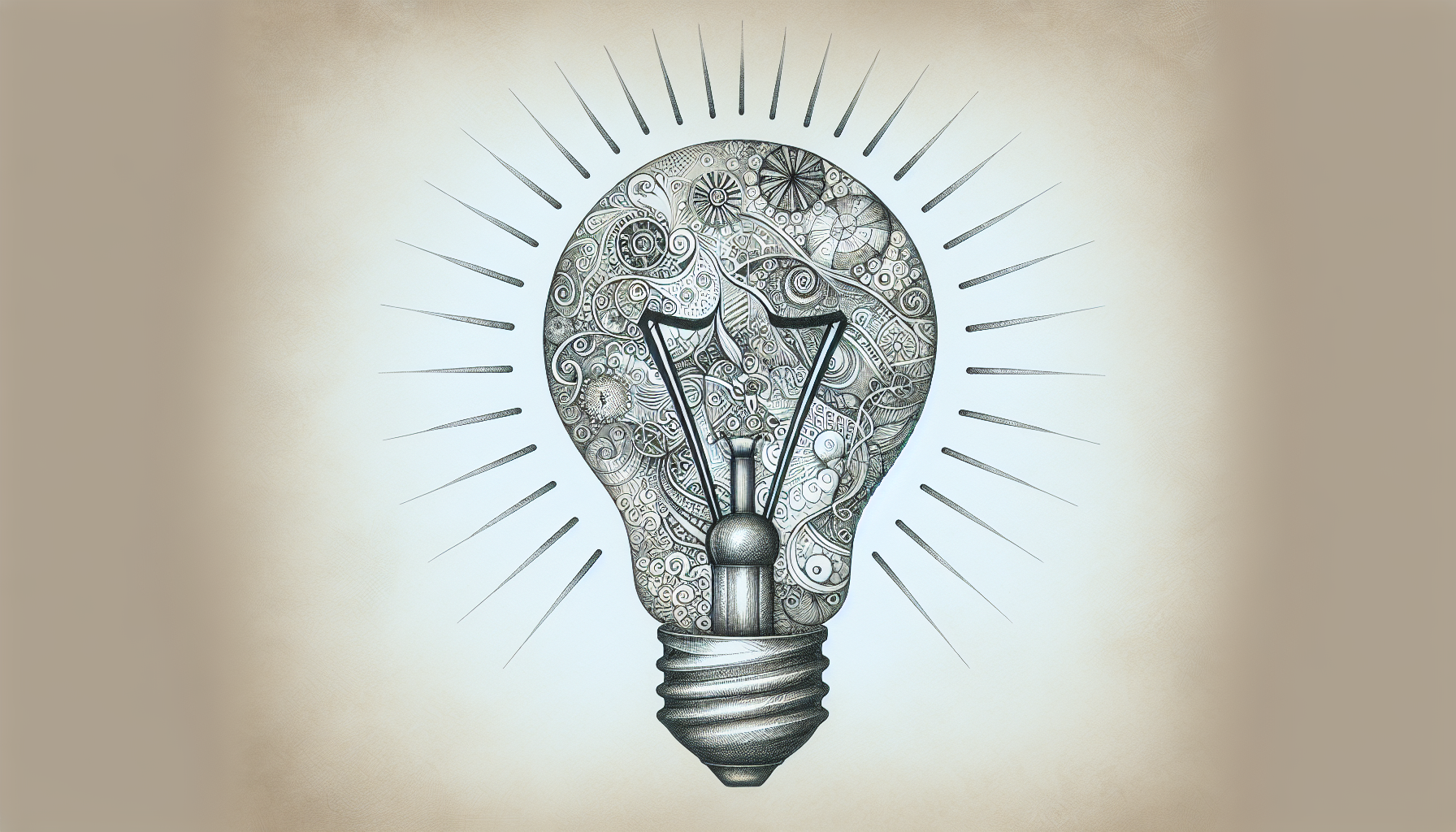 Intricate doodle lightbulb representing creativity