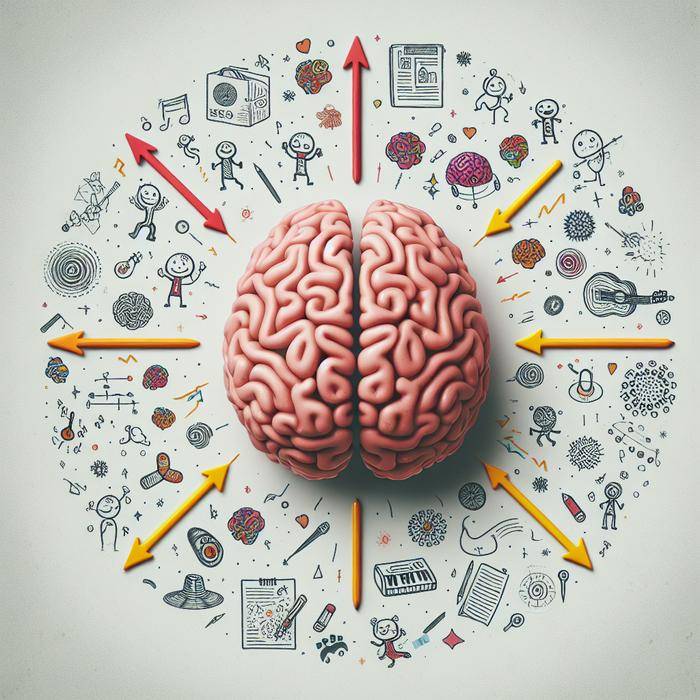 Brain diagram showing doodling's effect on prefrontal cortex