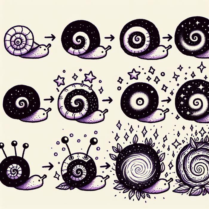 Spiral doodles transforming into objects