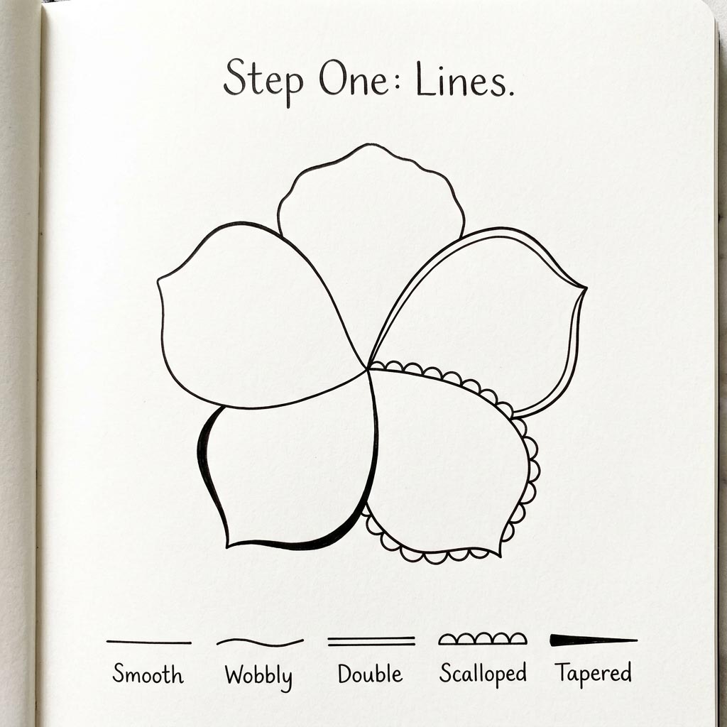 Zen doodle floral lines