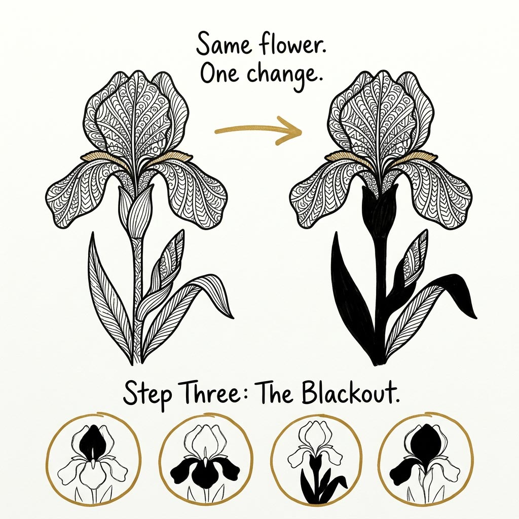 Zen doodle blackout technique