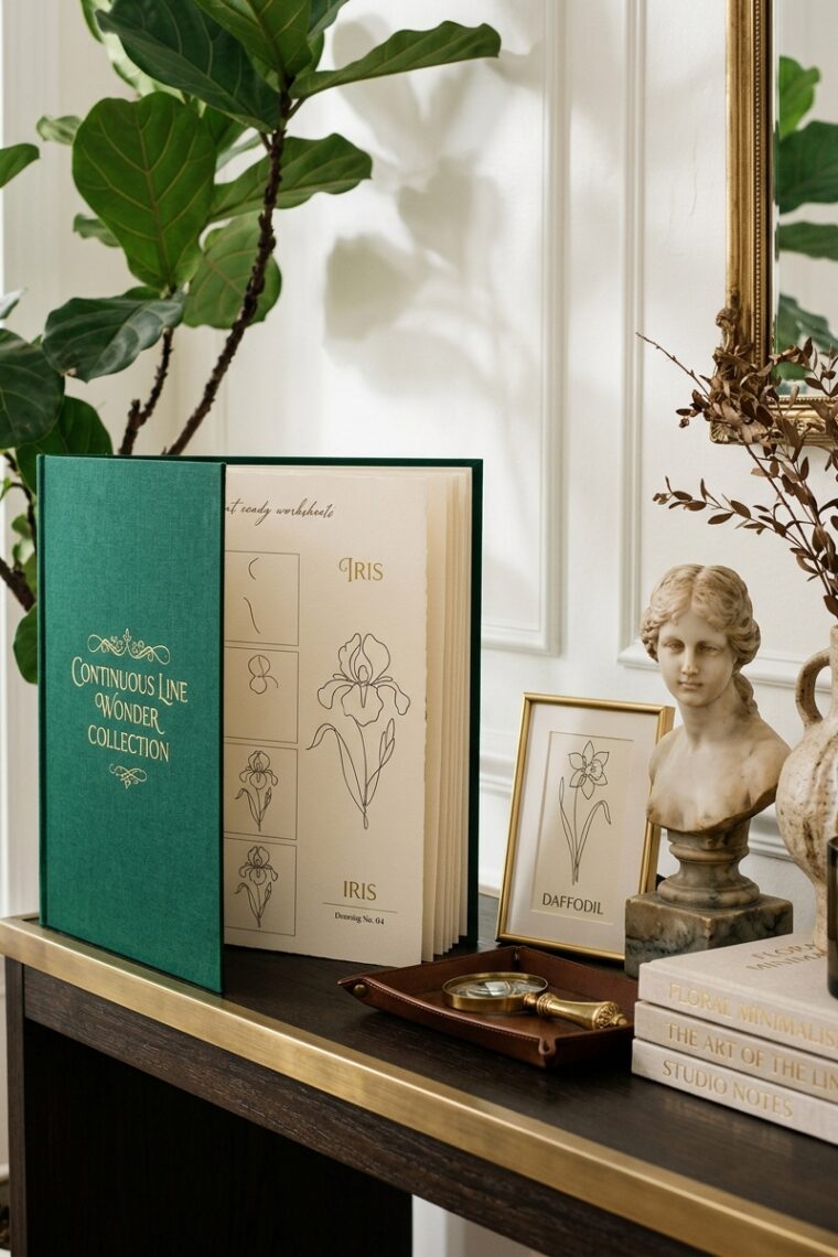 Continuous Line Wonder — 30 Step-by-Step Flower Worksheets