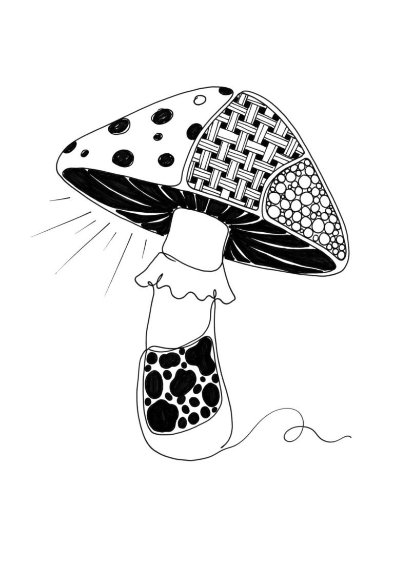 One mushroom, patterned to the stem