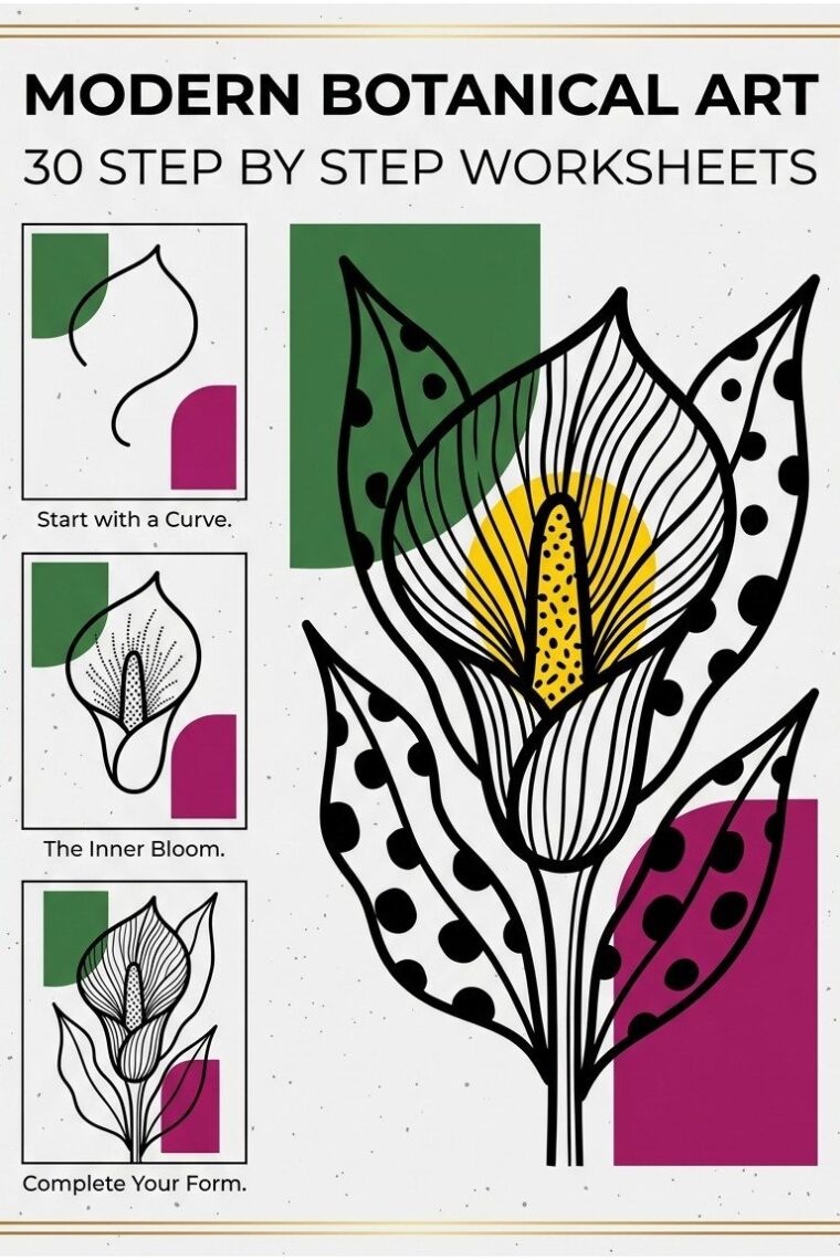 Modern Botanical Art — 32 Step by Step Worksheets