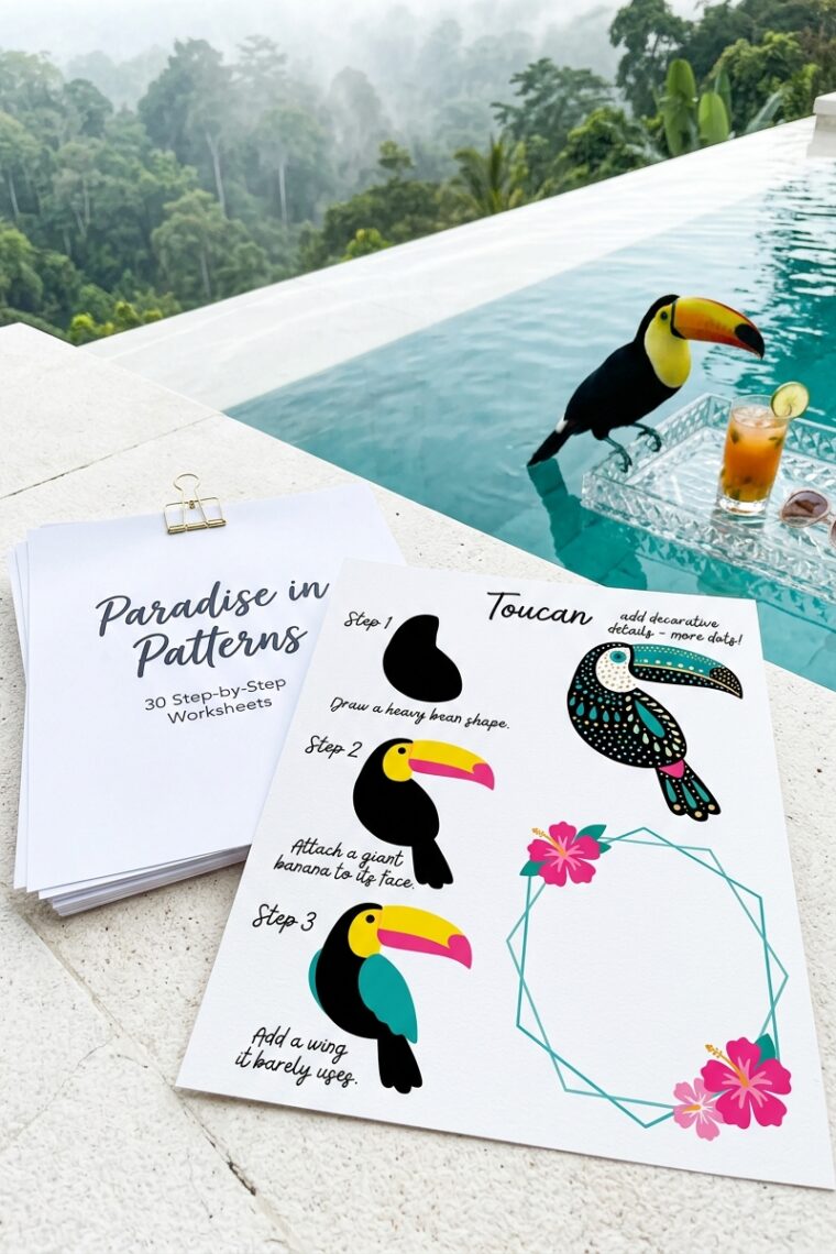 Paradise in Patterns: Vibrant Shapes & Exotic Friends