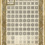 Encyclopaedia Celtica plate: 100 numbered Celtic knotwork patterns in black ink on cream parchment inside a gilded Art Nouveau border