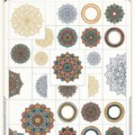 Where mandalas end up - a grid of framed mandala pieces to cut out and arrange