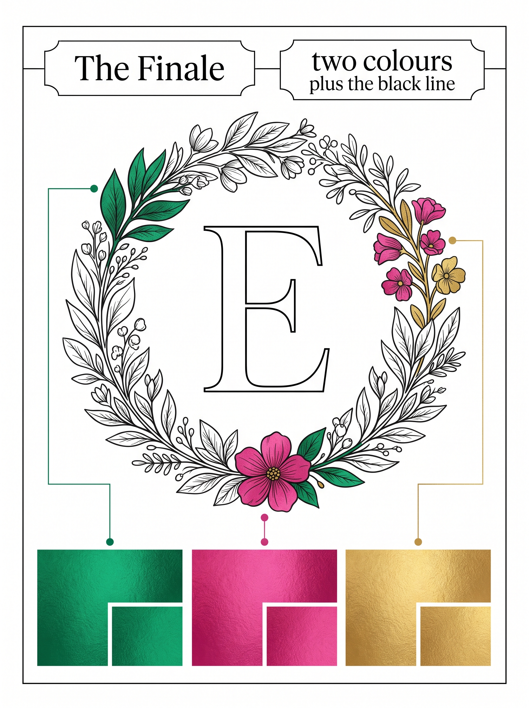 How to draw a wreath around a letter - the monogram is pencilled first, then the ring