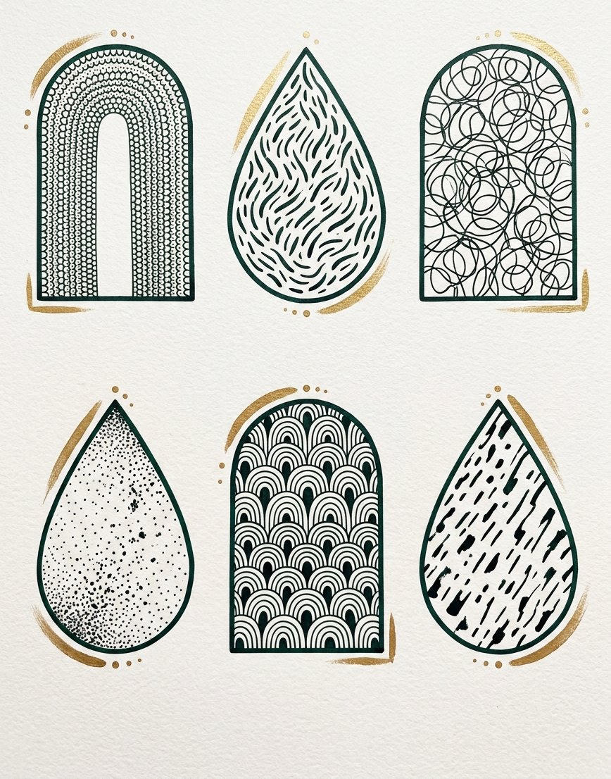 Pen fill textures for christmas card drawing ideas, worked at card size instead of shading