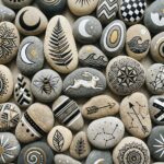 Rock painting ideas for adults: painted stones spilled edge to edge, each with a different design