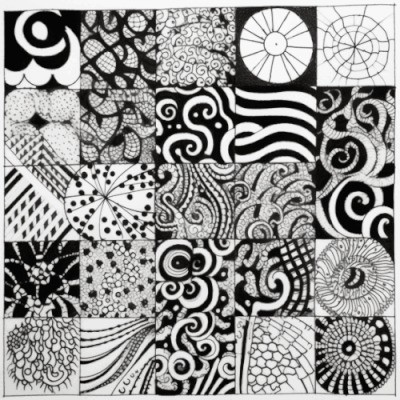 Board of bold black and white pattern fills to borrow for a painted pumpkin rib