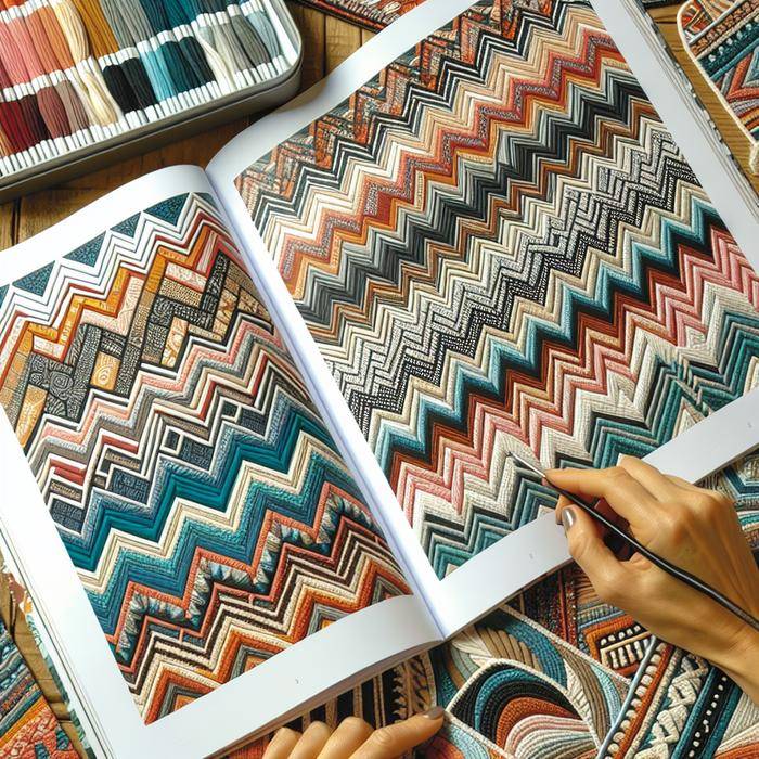 Notebook page showcasing various zigzag doodle patterns